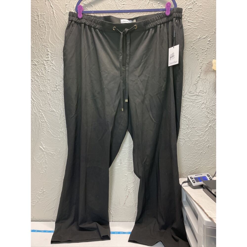 NWT Calvin Klein Womens Plus‎ Size Soft Draw-String Pants Black Size 22W